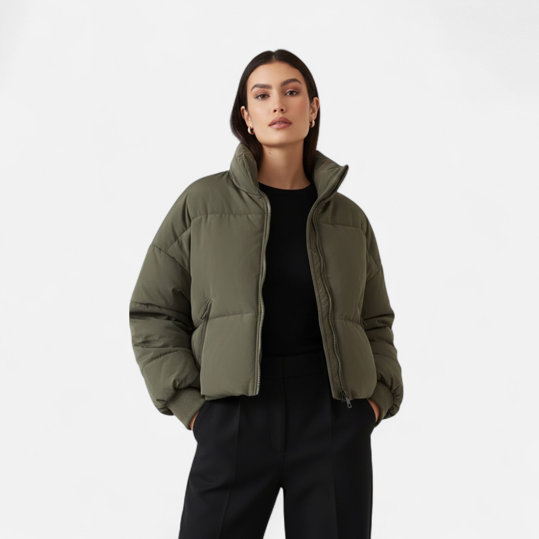 La Cartiera | Women’s Stand-Collar Padded Zipper Jacket