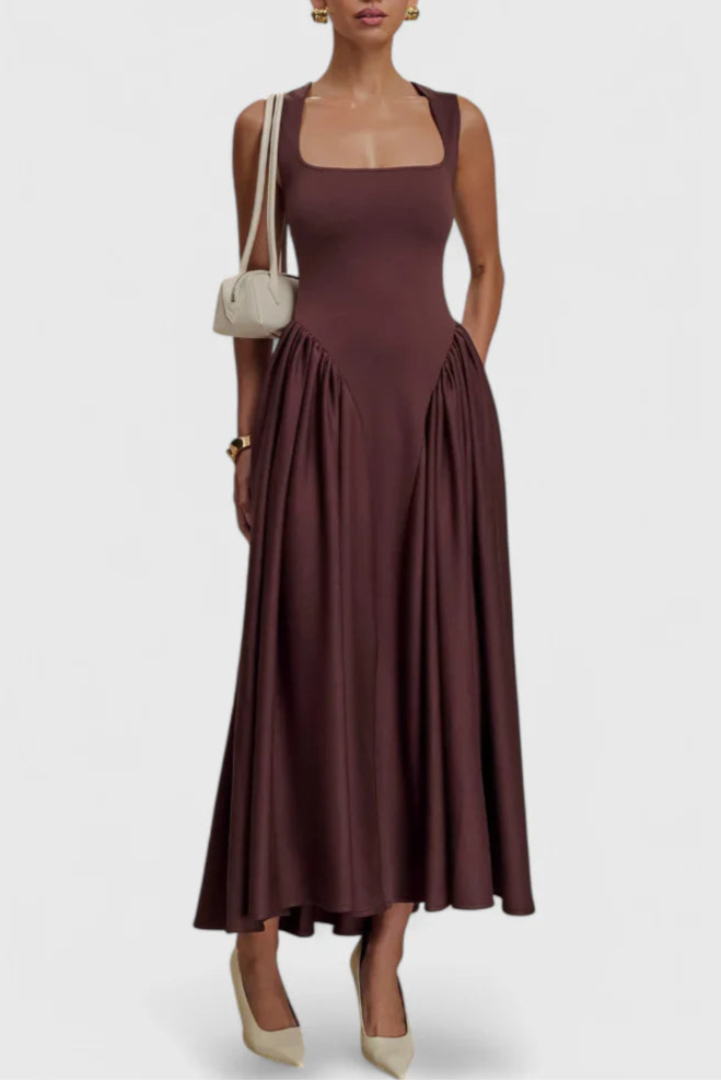 La Cartiera | Coffee Elegance Longline Dress