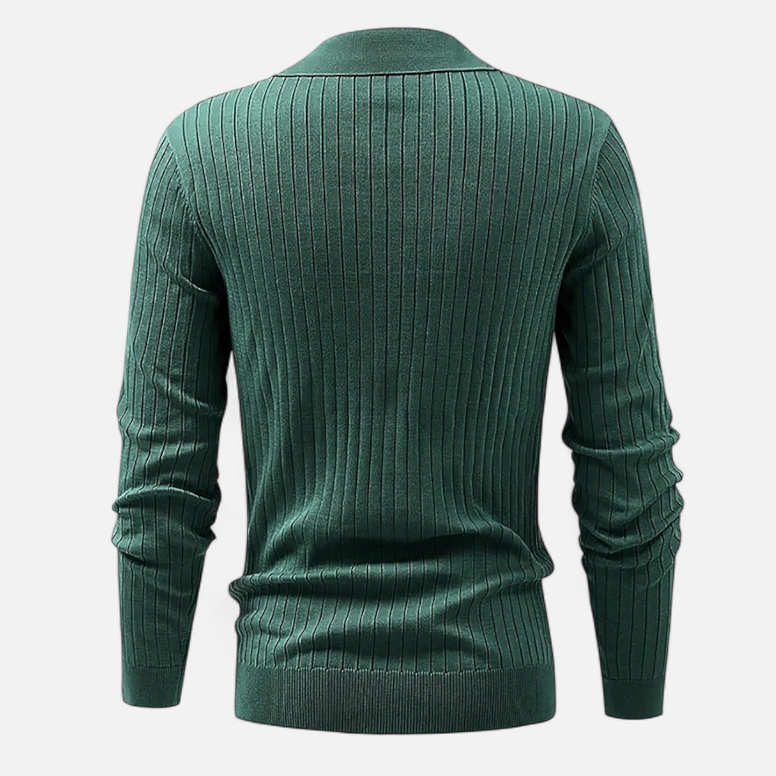 La Cartiera | Men’s Slim Knit Polo Shirt – Textured Long-Sleeve Waffle Polo for Refined Casual Style