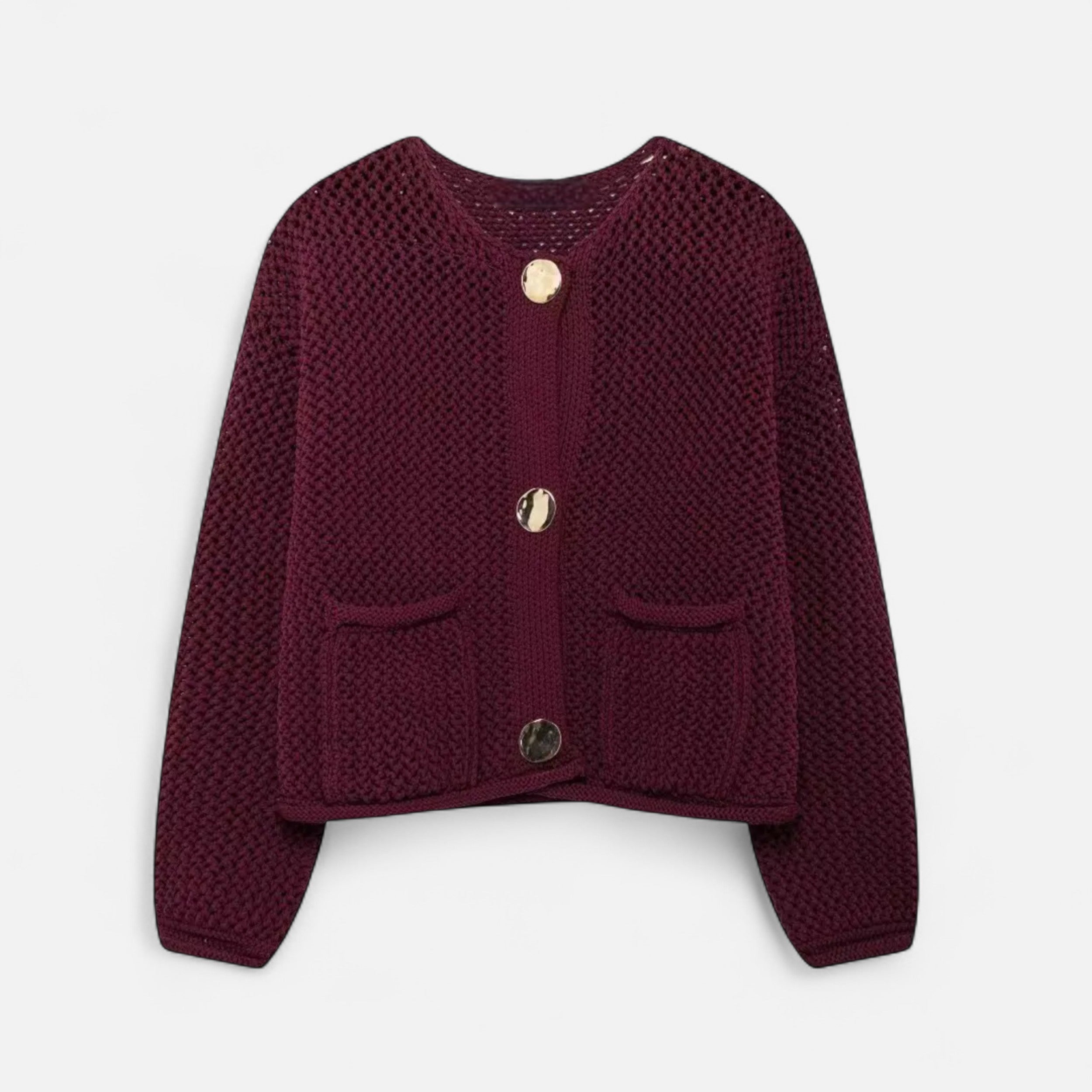 La Cartiera | Women’s Crewneck Wool Blend Knitted Cardigan